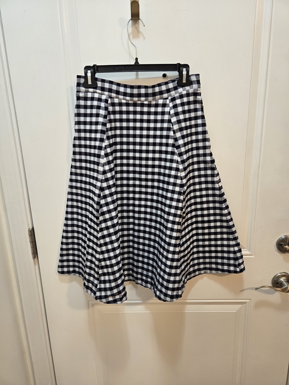 Maison Jules Black & White Gingham Flared Midi Skirt
